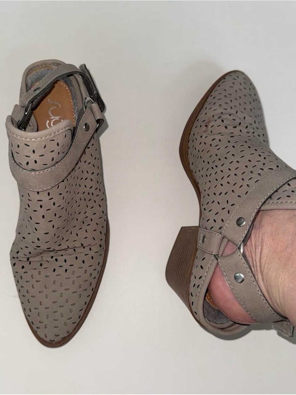 Sugar Taupe Perforated Mule Clogs